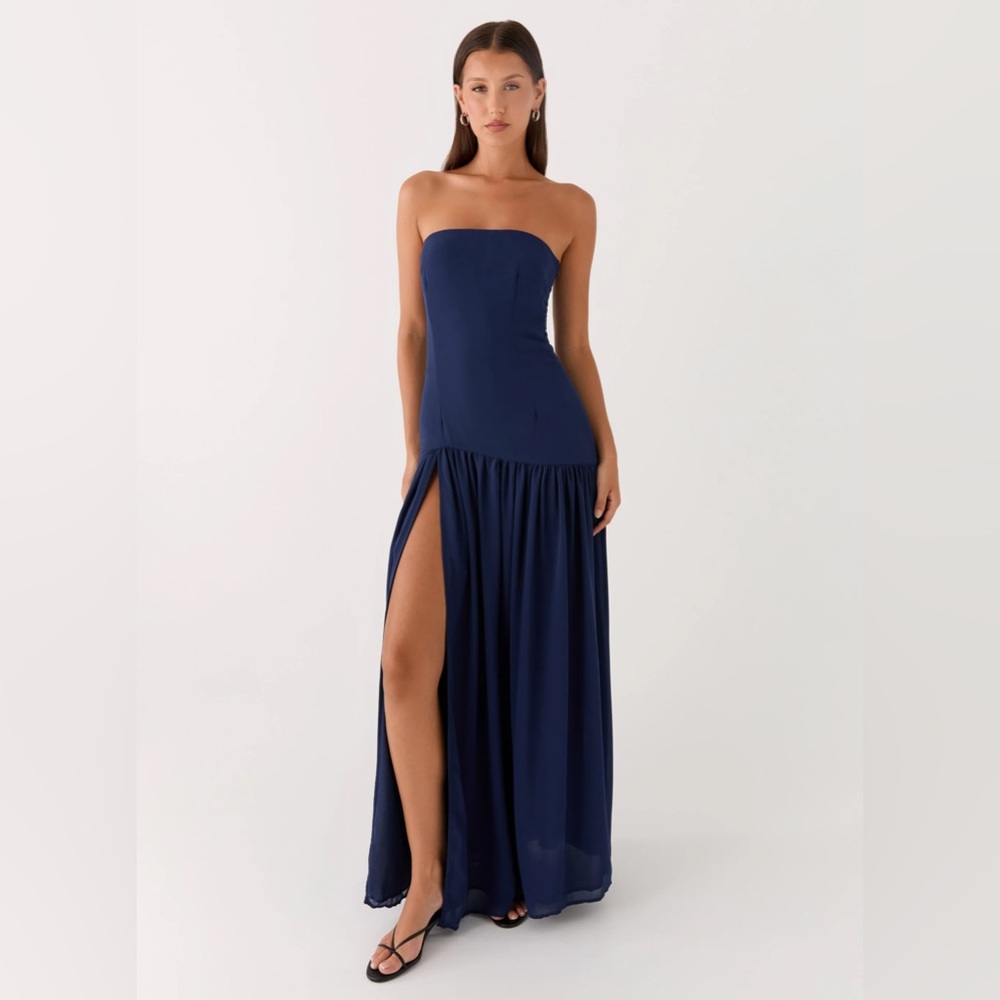 NWT Peppermayo Eden Strapless Maxi Dress in Navy